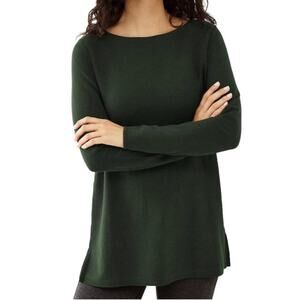 J Jill Women's Olivia Boatneck Tunic Sweater Large Hunter Green